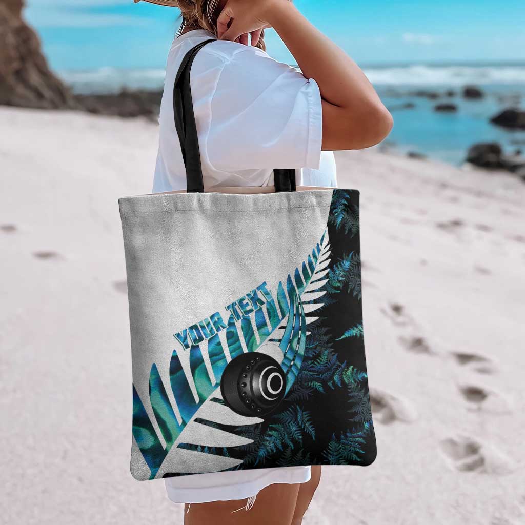 New Zealand Lawn Bowls Custom Tote Bag Aotearoa Silver Fern Paua Shell - Aussie Hoodie
