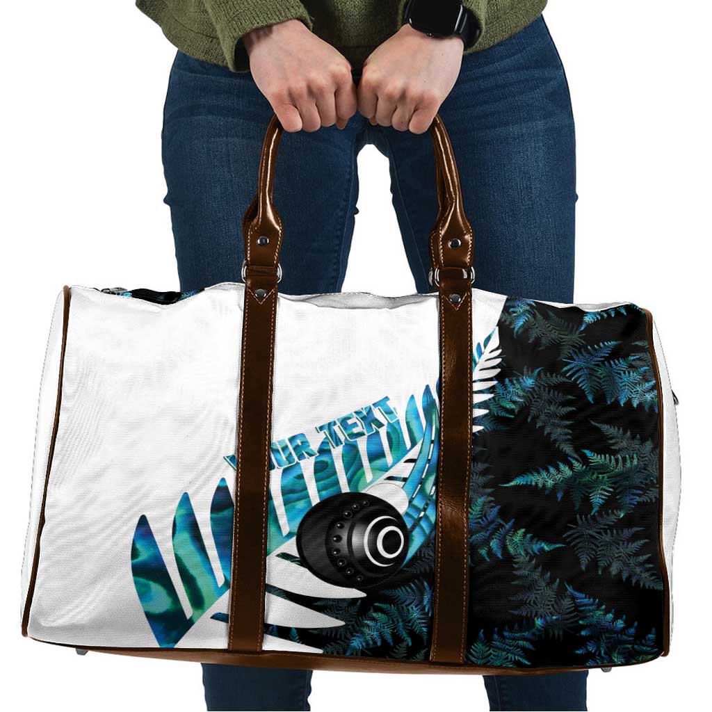 New Zealand Lawn Bowls Custom Travel Bag Aotearoa Silver Fern Paua Shell - Aussie Hoodie