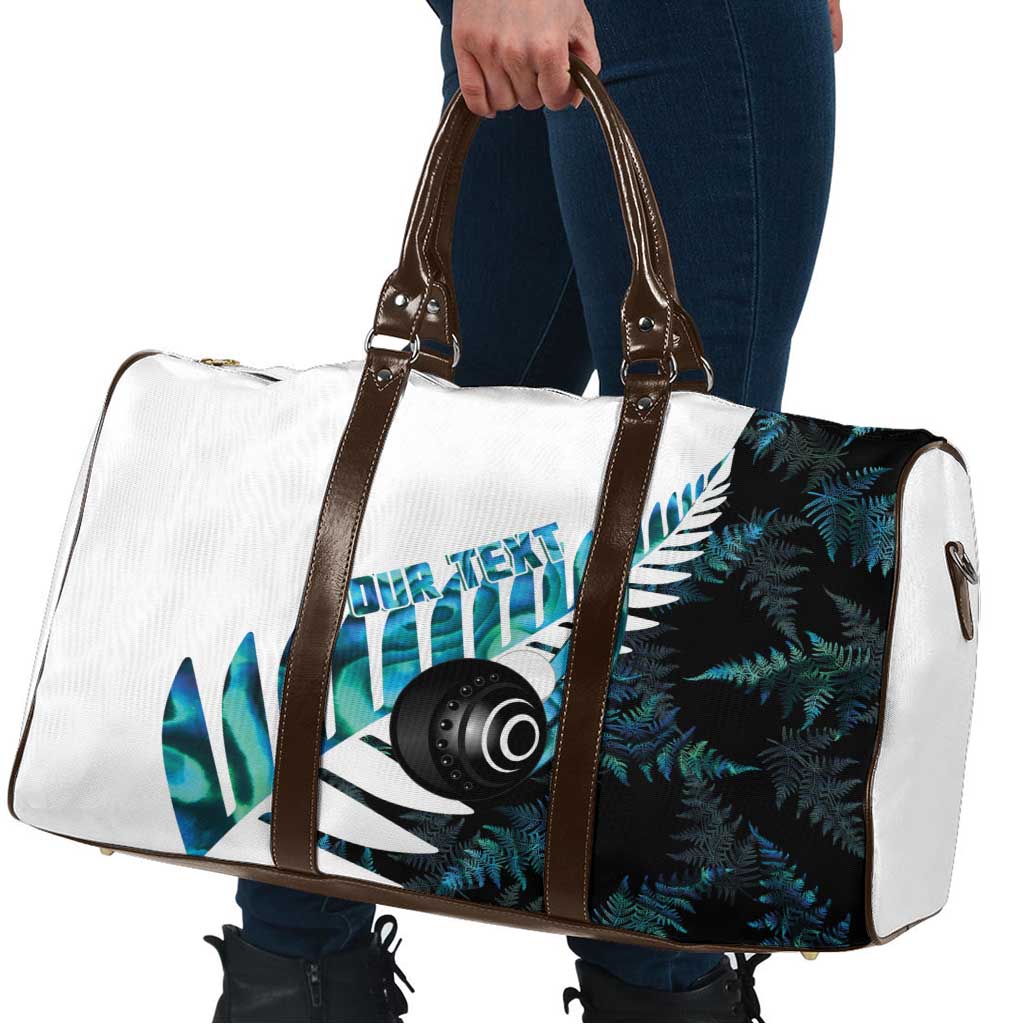 New Zealand Lawn Bowls Custom Travel Bag Aotearoa Silver Fern Paua Shell - Aussie Hoodie