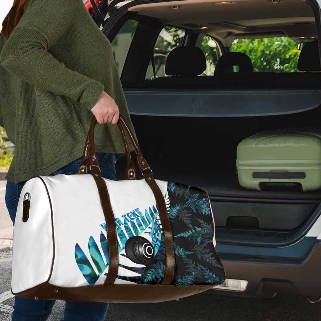New Zealand Lawn Bowls Custom Travel Bag Aotearoa Silver Fern Paua Shell - Aussie Hoodie