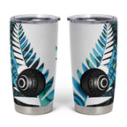 New Zealand Lawn Bowls Custom Tumbler Cup Aotearoa Silver Fern Paua Shell - Aussie Hoodie