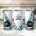 New Zealand Lawn Bowls Custom Tumbler Cup Aotearoa Silver Fern Paua Shell - Aussie Hoodie