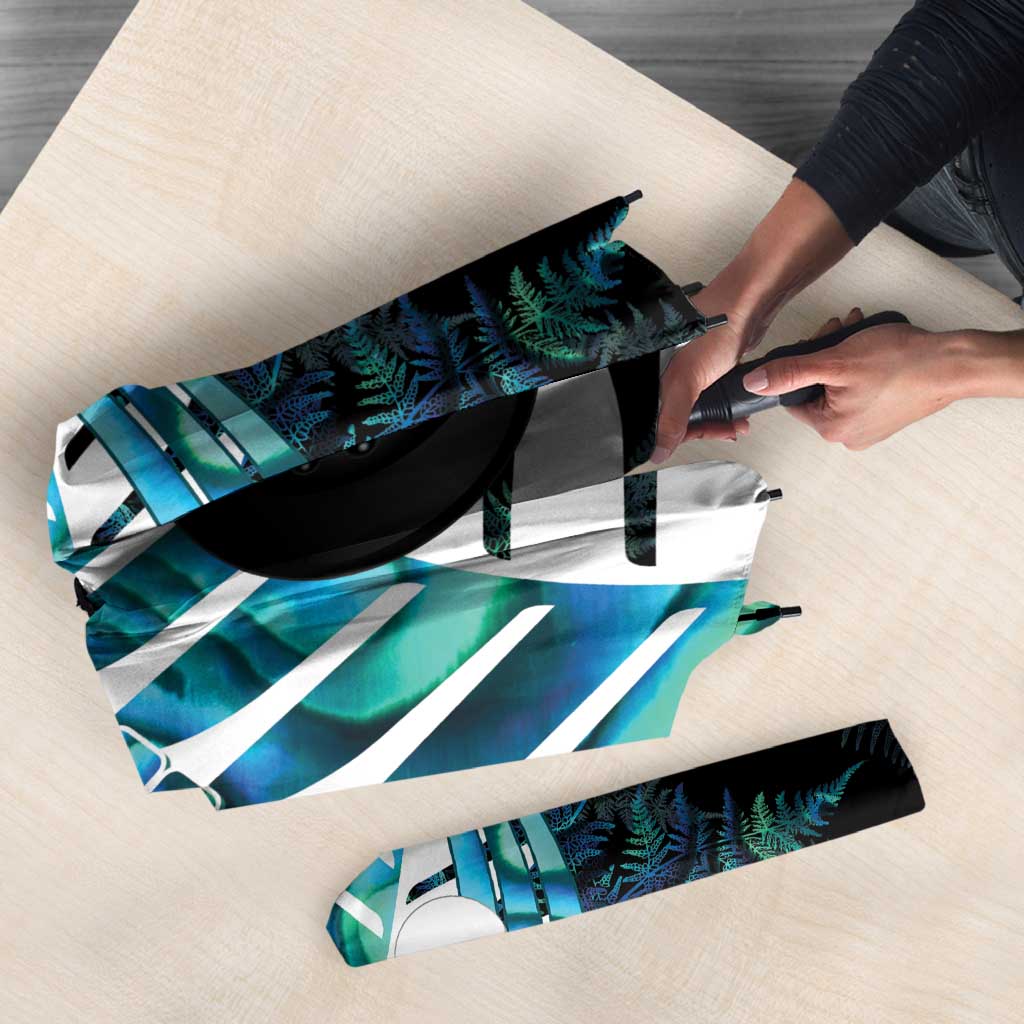 New Zealand Lawn Bowls Custom Umbrella Aotearoa Silver Fern Paua Shell - Aussie Hoodie