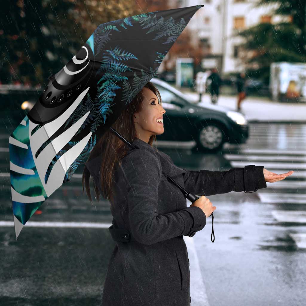 New Zealand Lawn Bowls Custom Umbrella Aotearoa Silver Fern Paua Shell - Aussie Hoodie