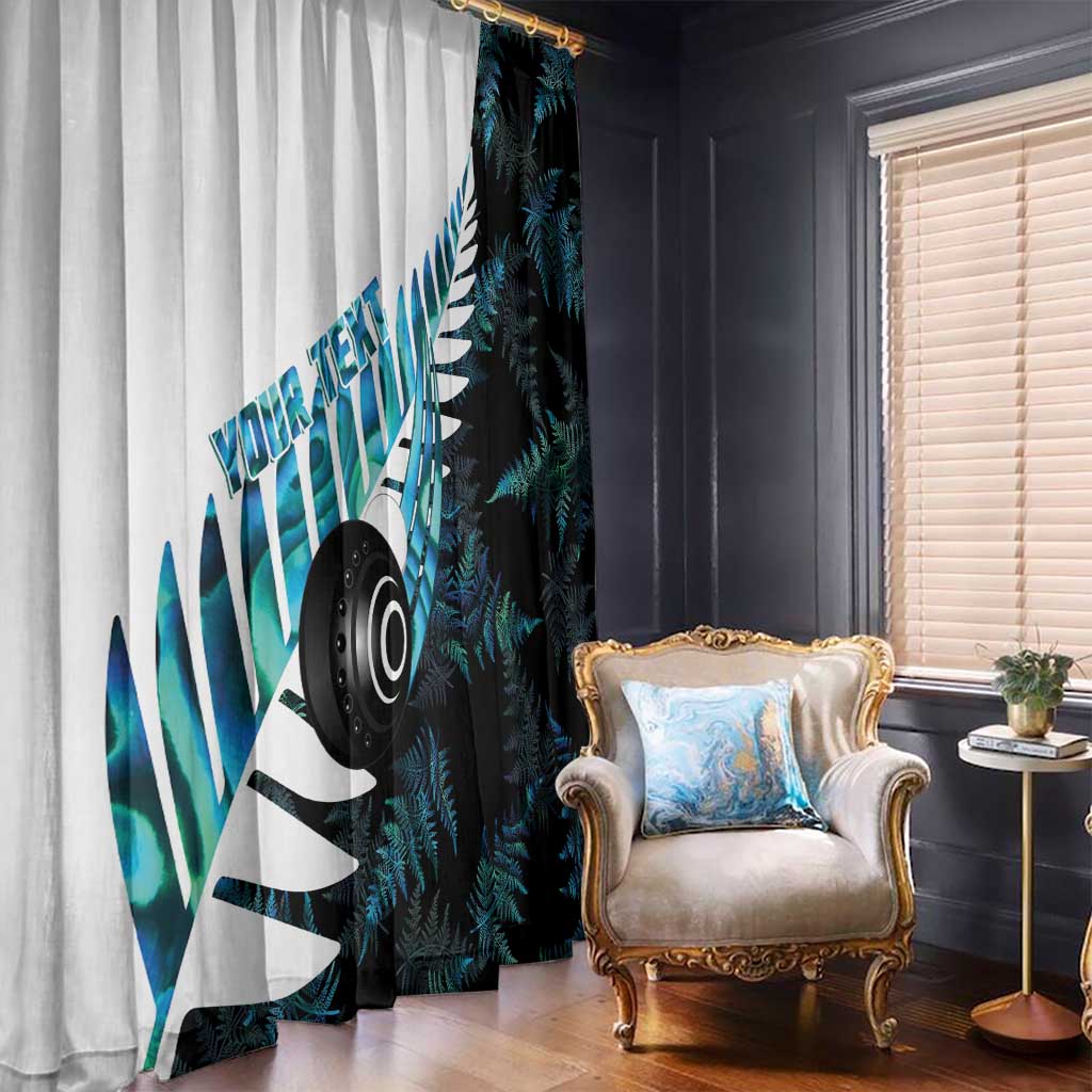 New Zealand Lawn Bowls Custom Window Curtain Aotearoa Silver Fern Paua Shell - Aussie Hoodie