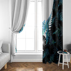 New Zealand Lawn Bowls Custom Window Curtain Aotearoa Silver Fern Paua Shell - Aussie Hoodie
