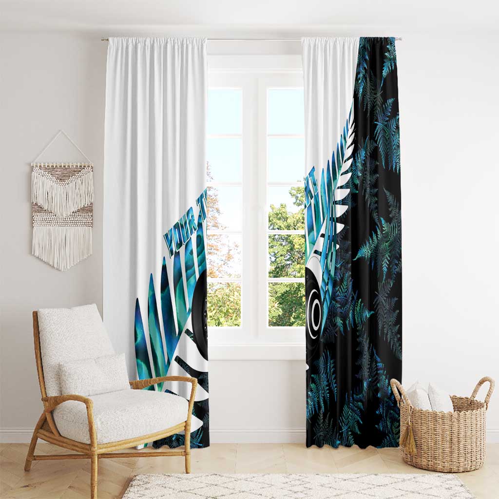 New Zealand Lawn Bowls Custom Window Curtain Aotearoa Silver Fern Paua Shell - Aussie Hoodie