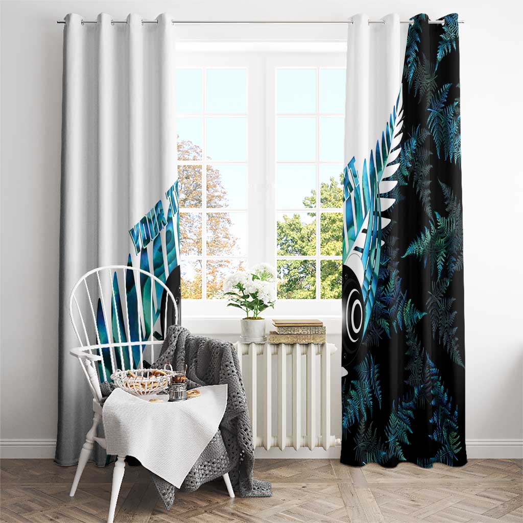 New Zealand Lawn Bowls Custom Window Curtain Aotearoa Silver Fern Paua Shell - Aussie Hoodie