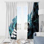 New Zealand Lawn Bowls Custom Window Curtain Aotearoa Silver Fern Paua Shell - Aussie Hoodie