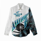 New Zealand Lawn Bowls Custom Women Casual Shirt Aotearoa Silver Fern Paua Shell - Aussie Hoodie