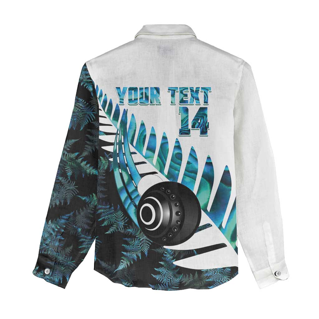 New Zealand Lawn Bowls Custom Women Casual Shirt Aotearoa Silver Fern Paua Shell - Aussie Hoodie