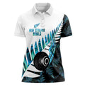 New Zealand Lawn Bowls Custom Women Polo Shirt Aotearoa Silver Fern Paua Shell - Aussie Hoodie