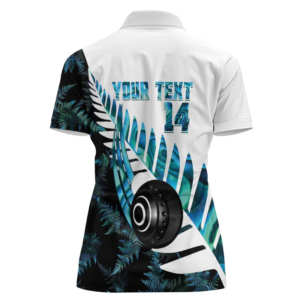 New Zealand Lawn Bowls Custom Women Polo Shirt Aotearoa Silver Fern Paua Shell - Aussie Hoodie