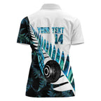 New Zealand Lawn Bowls Custom Women Polo Shirt Aotearoa Silver Fern Paua Shell - Aussie Hoodie