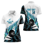 New Zealand Lawn Bowls Custom Women Polo Shirt Aotearoa Silver Fern Paua Shell - Aussie Hoodie