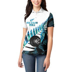 New Zealand Lawn Bowls Custom Women Polo Shirt Aotearoa Silver Fern Paua Shell - Aussie Hoodie