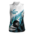 New Zealand Lawn Bowls Custom Women Sleeveless Polo Shirt Aotearoa Silver Fern Paua Shell - Aussie Hoodie
