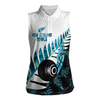 New Zealand Lawn Bowls Custom Women Sleeveless Polo Shirt Aotearoa Silver Fern Paua Shell - Aussie Hoodie