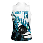 New Zealand Lawn Bowls Custom Women Sleeveless Polo Shirt Aotearoa Silver Fern Paua Shell - Aussie Hoodie