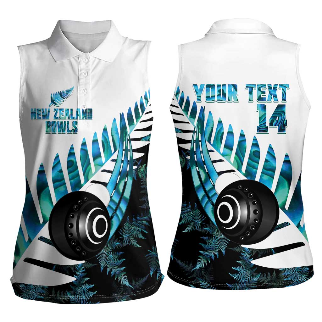 New Zealand Lawn Bowls Custom Women Sleeveless Polo Shirt Aotearoa Silver Fern Paua Shell - Aussie Hoodie
