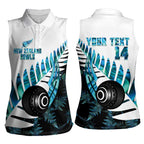 New Zealand Lawn Bowls Custom Women Sleeveless Polo Shirt Aotearoa Silver Fern Paua Shell - Aussie Hoodie