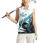 New Zealand Lawn Bowls Custom Women Sleeveless Polo Shirt Aotearoa Silver Fern Paua Shell - Aussie Hoodie