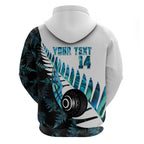 New Zealand Lawn Bowls Custom Zip Hoodie Aotearoa Silver Fern Paua Shell - Aussie Hoodie