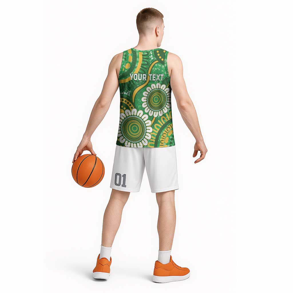 Bowls Australia Custom Basketball Jersey Aboriginal Art National Color - Aussie Hoodie