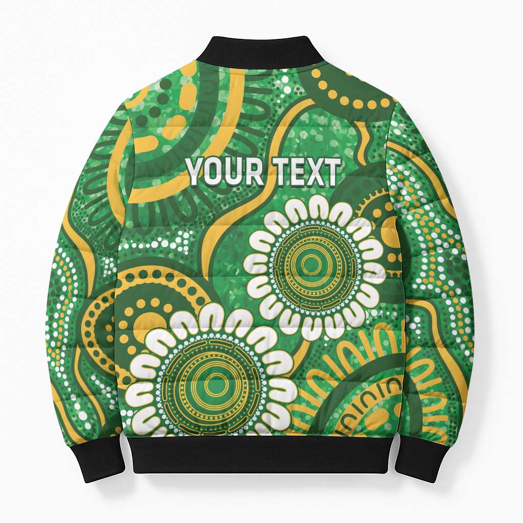Bowls Australia Custom Bomber Puffer Jacket Aboriginal Art National Color - Aussie Hoodie