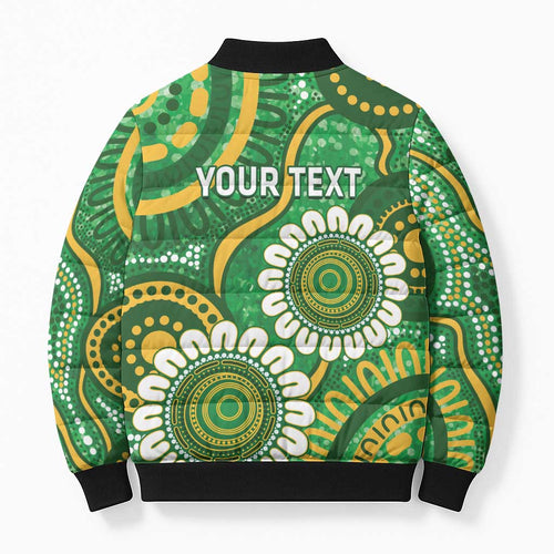 Bowls Australia Custom Bomber Puffer Jacket Aboriginal Art National Color - Aussie Hoodie