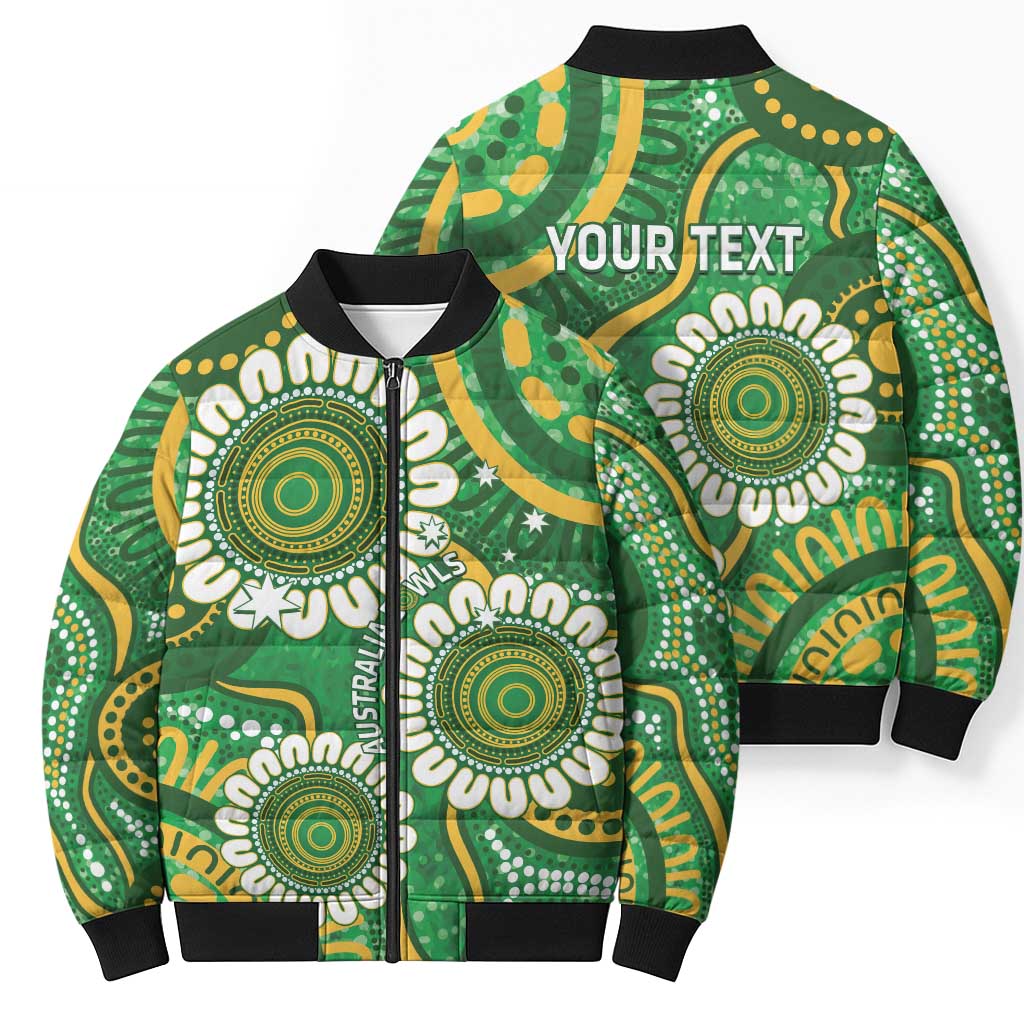 Bowls Australia Custom Bomber Puffer Jacket Aboriginal Art National Color - Aussie Hoodie