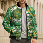 Bowls Australia Custom Bomber Puffer Jacket Aboriginal Art National Color - Aussie Hoodie