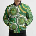 Bowls Australia Custom Bomber Puffer Jacket Aboriginal Art National Color - Aussie Hoodie