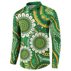 Bowls Australia Custom Button Sweatshirt Aboriginal Art National Color - Aussie Hoodie