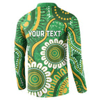 Bowls Australia Custom Button Sweatshirt Aboriginal Art National Color - Aussie Hoodie