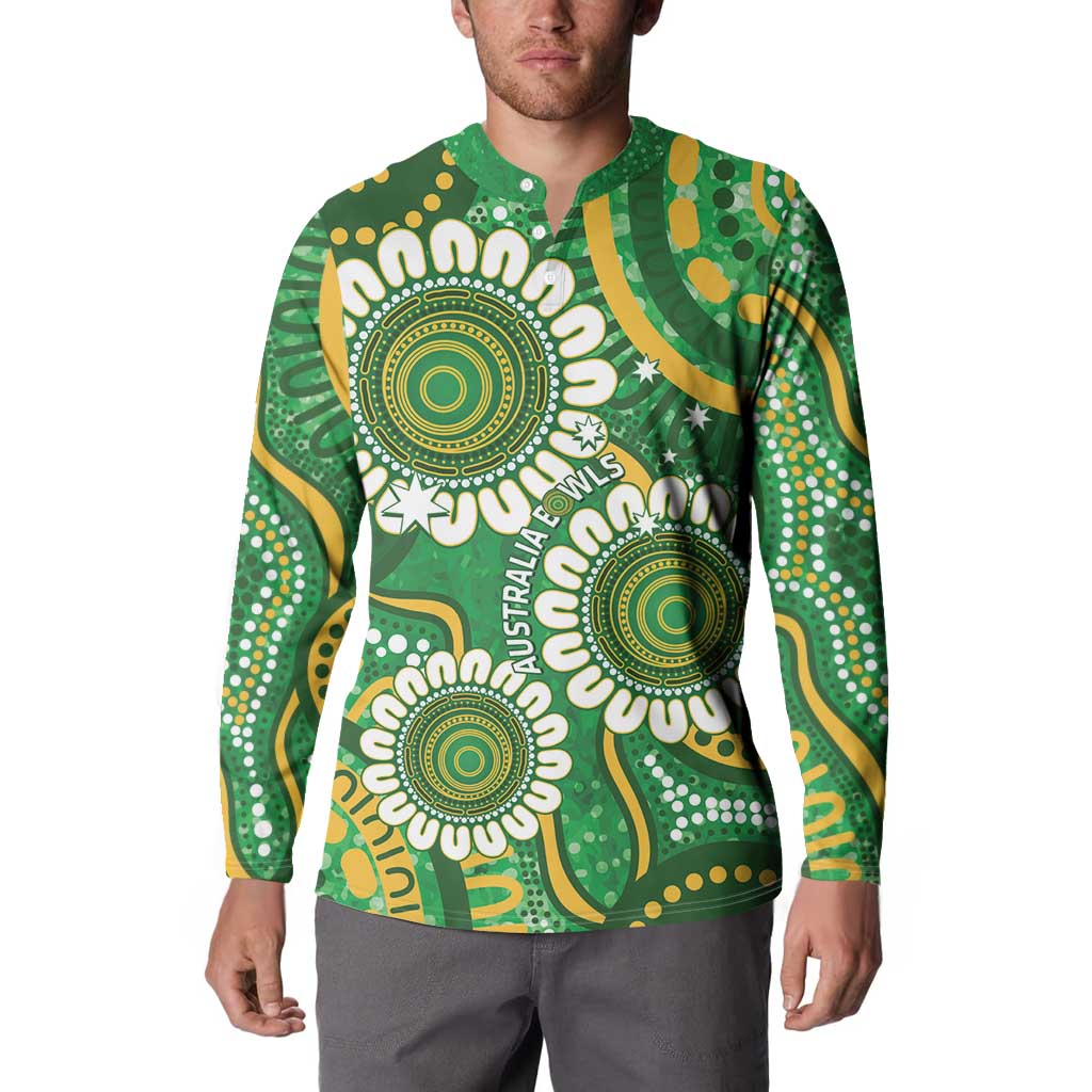 Bowls Australia Custom Button Sweatshirt Aboriginal Art National Color - Aussie Hoodie