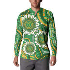 Bowls Australia Custom Button Sweatshirt Aboriginal Art National Color - Aussie Hoodie