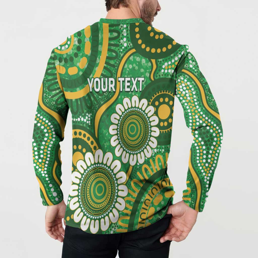 Bowls Australia Custom Button Sweatshirt Aboriginal Art National Color - Aussie Hoodie