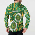 Bowls Australia Custom Button Sweatshirt Aboriginal Art National Color - Aussie Hoodie