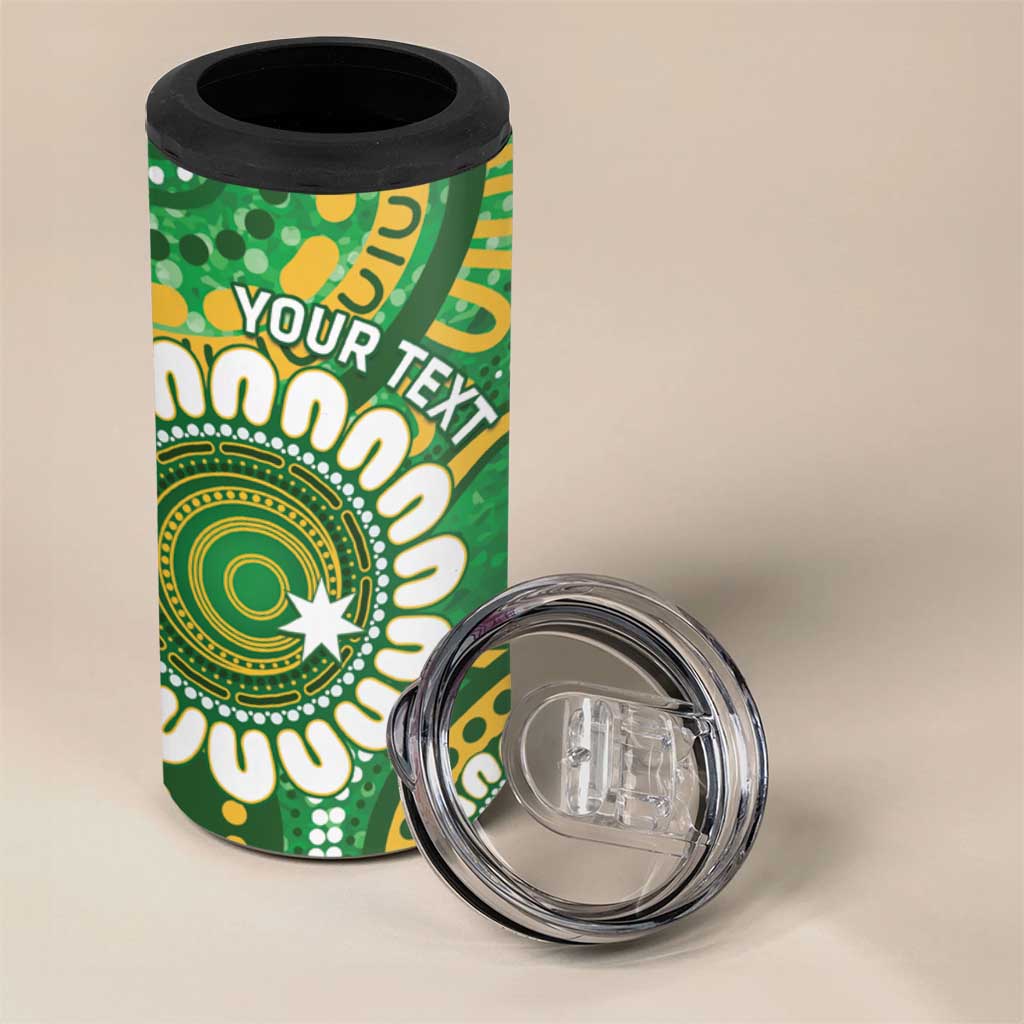 Bowls Australia Custom 4 in 1 Can Cooler Tumbler Aboriginal Art National Color - Aussie Hoodie