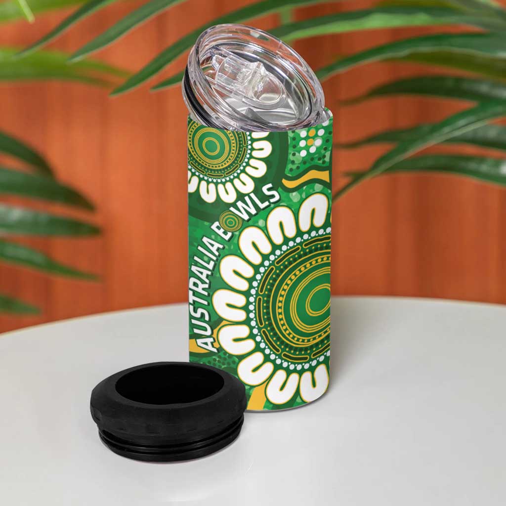 Bowls Australia Custom 4 in 1 Can Cooler Tumbler Aboriginal Art National Color - Aussie Hoodie