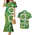 Bowls Australia Custom Couples Matching Mermaid Dress and Hawaiian Shirt Aboriginal Art National Color - Aussie Hoodie