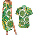 Bowls Australia Custom Couples Matching Summer Maxi Dress and Hawaiian Shirt Aboriginal Art National Color - Aussie Hoodie