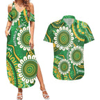 Bowls Australia Custom Couples Matching Summer Maxi Dress and Hawaiian Shirt Aboriginal Art National Color - Aussie Hoodie