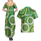 Bowls Australia Custom Couples Matching Summer Maxi Dress and Hawaiian Shirt Aboriginal Art National Color - Aussie Hoodie