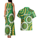 Bowls Australia Custom Couples Matching Tank Maxi Dress and Hawaiian Shirt Aboriginal Art National Color - Aussie Hoodie