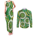 Bowls Australia Custom Couples Matching Tank Maxi Dress and Long Sleeve Button Shirt Aboriginal Art National Color - Aussie Hoodie