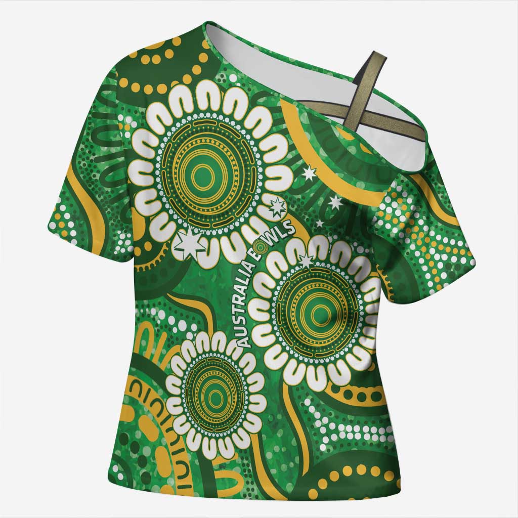 Bowls Australia Custom Cross Shoulder Shirt Aboriginal Art National Color - Aussie Hoodie