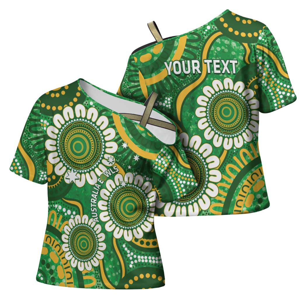 Bowls Australia Custom Cross Shoulder Shirt Aboriginal Art National Color - Aussie Hoodie