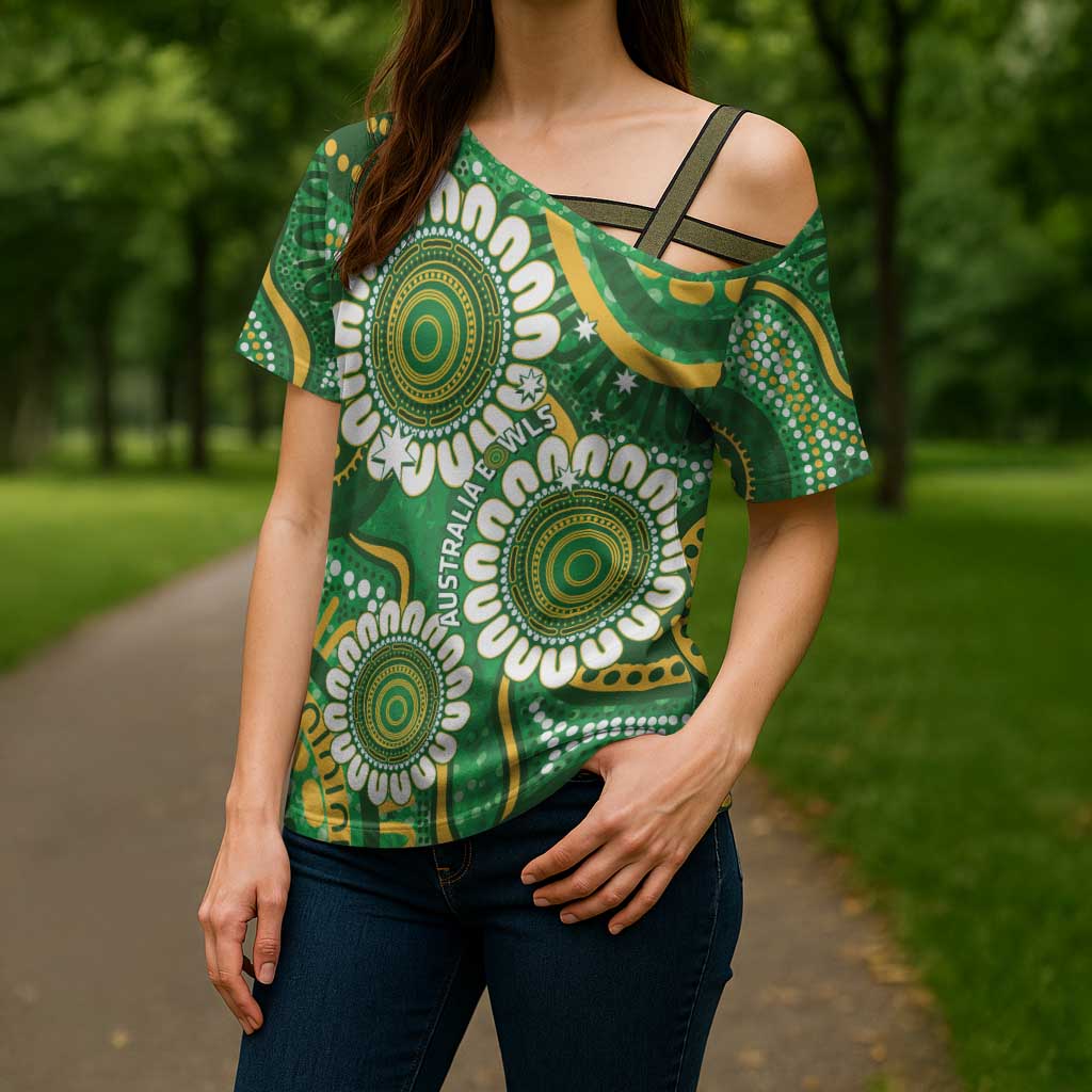 Bowls Australia Custom Cross Shoulder Shirt Aboriginal Art National Color - Aussie Hoodie